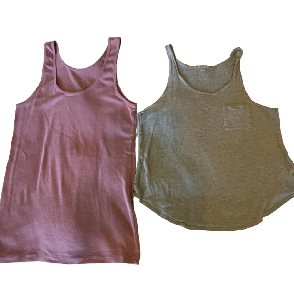 Gap and Mossino TWO Tank Tops Mauve and Gray Sleeveless Size Large